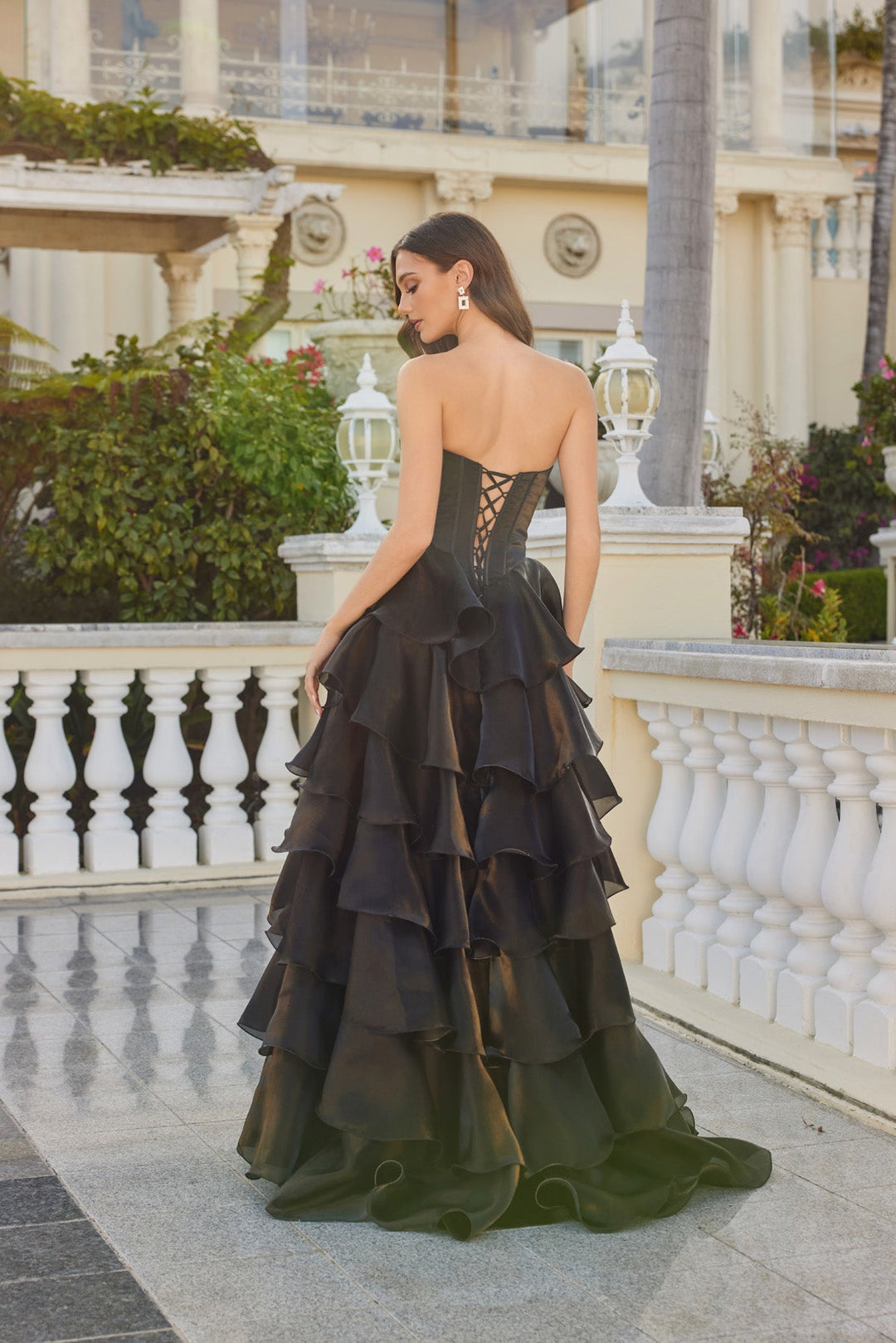 Strapless A-line Ruffled Slit Gown by Juliet JT2664S - FOSTANI.com
