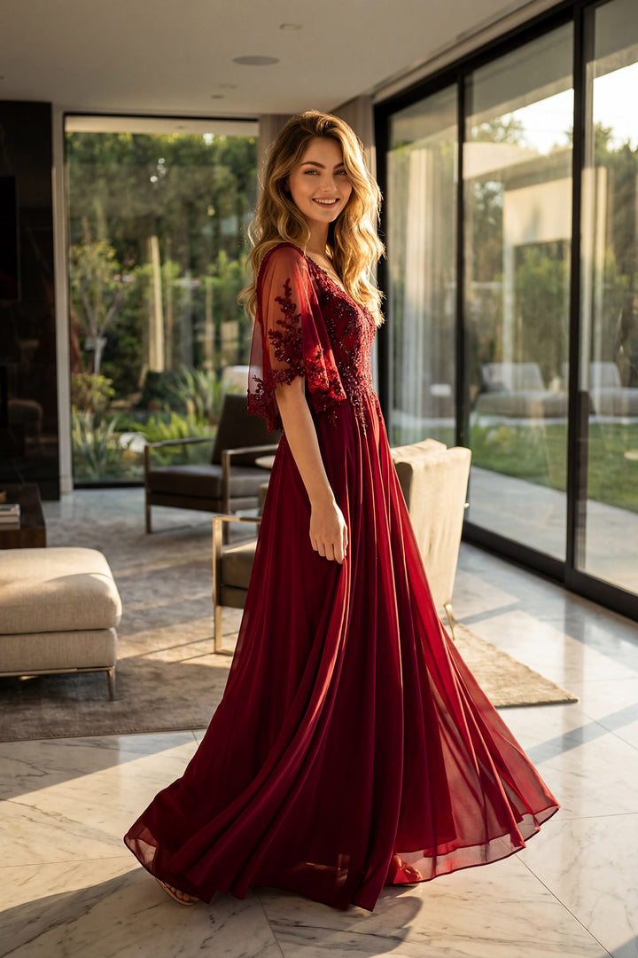 Juliet JTM22U A-line gown side view