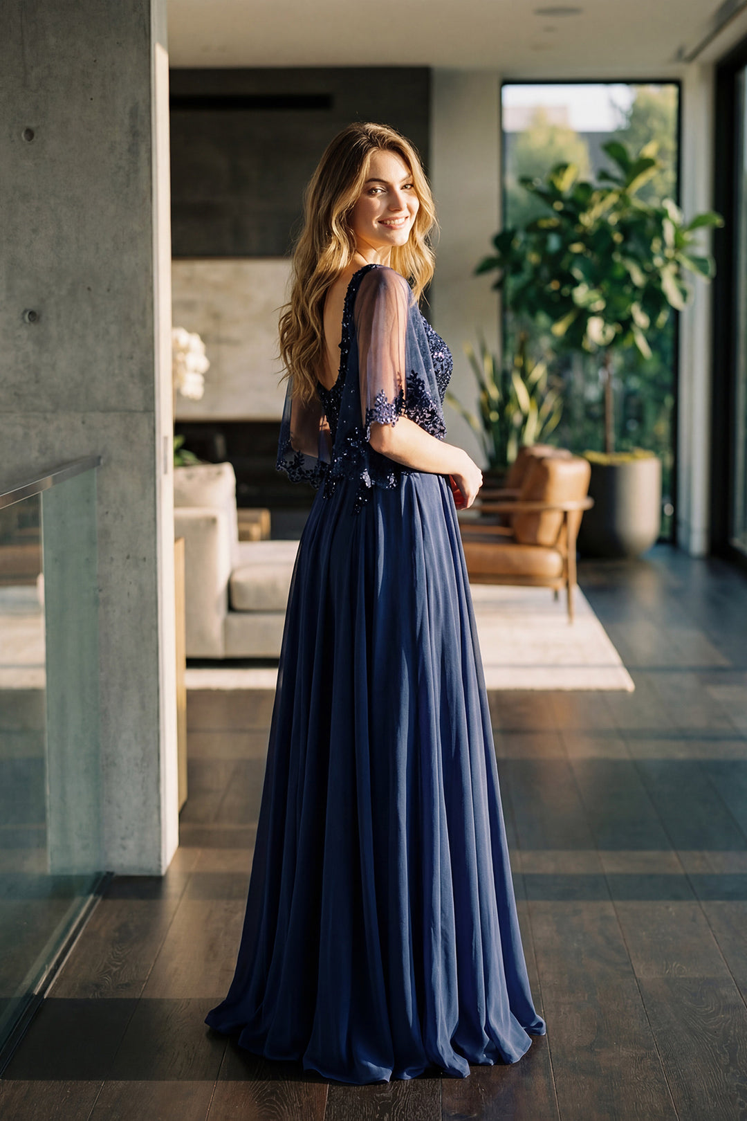 Juliet JTM22U A-line gown back view option 2