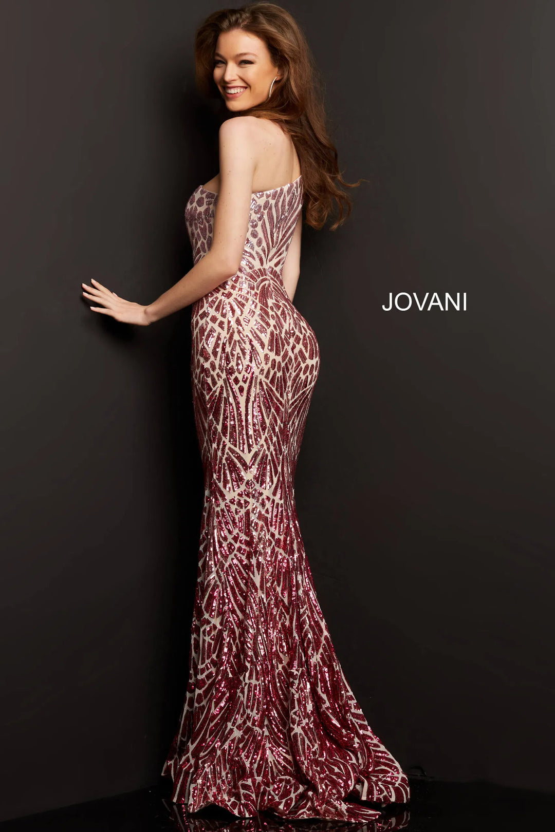 Jovani - 06469 Sequined Two Tone Trumpet Dress - FOSTANI.com