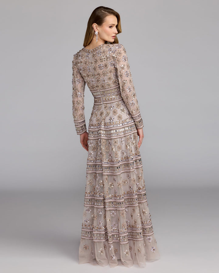 Mac Duggal 10174 Embellished Long Sleeve A-Line Gown