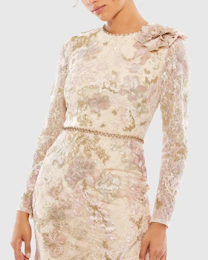 Mac Duggal 11174 Floral Embroidered Lace Trumpet Gown