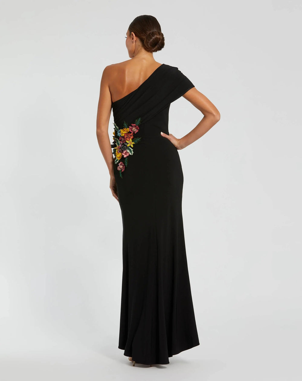 Mac Duggal 11769 Black One Shoulder Beaded Jersey Gown - FOSTANI.com