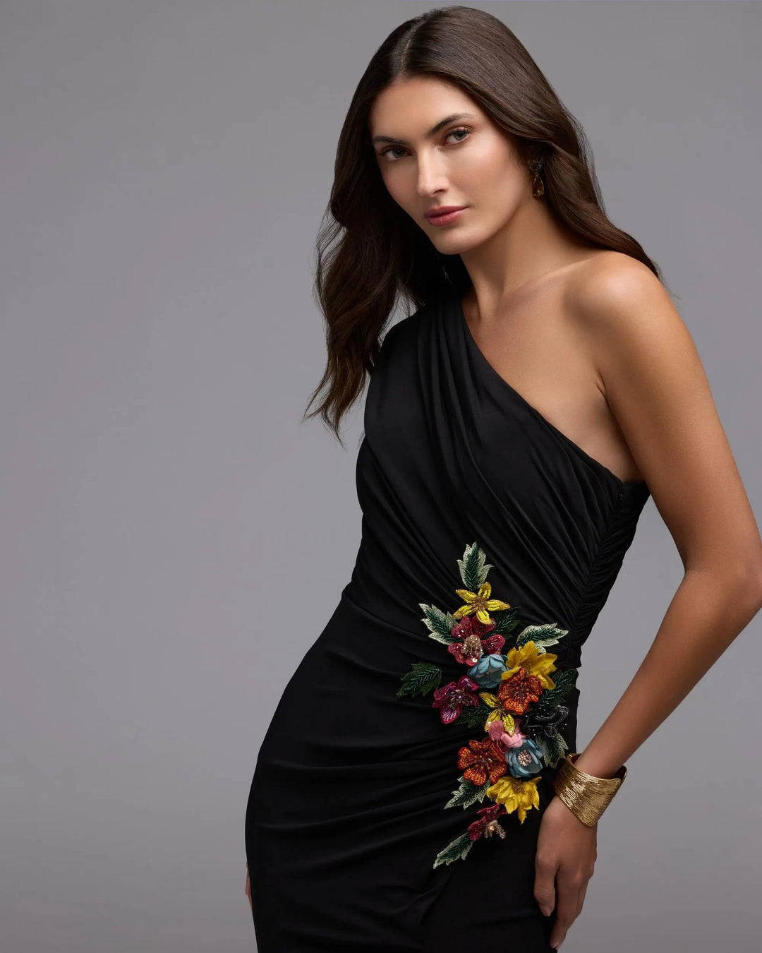 Mac Duggal 11769 Black One Shoulder Beaded Jersey Gown - FOSTANI.com