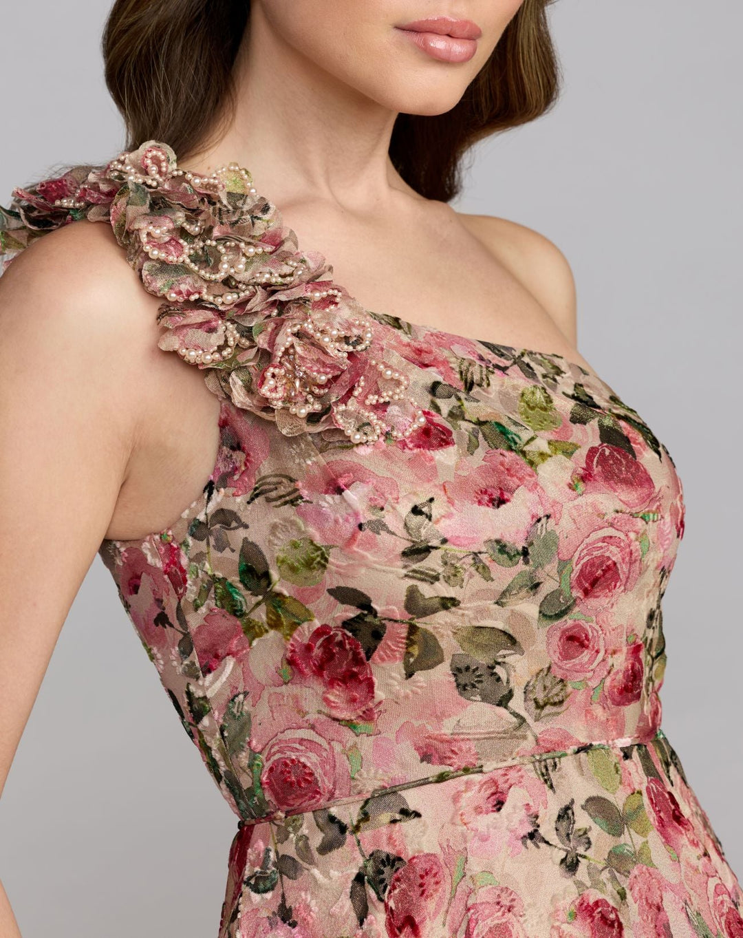 Mac Duggal 13269 One Shoulder Velvet Floral Ball Gown