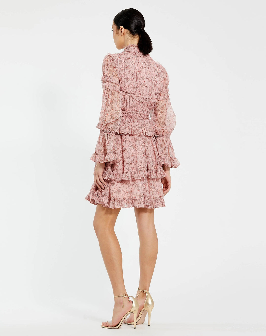 Mac Duggal 17002 Long Sleeve Mock Neck Ruffle Mini Dress