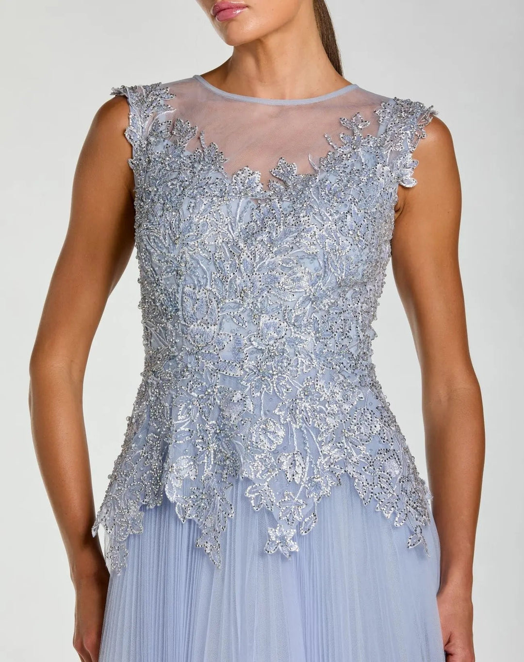 Purple Sleeveless Embellished Bodice A-Line Gown - FOSTANI.com