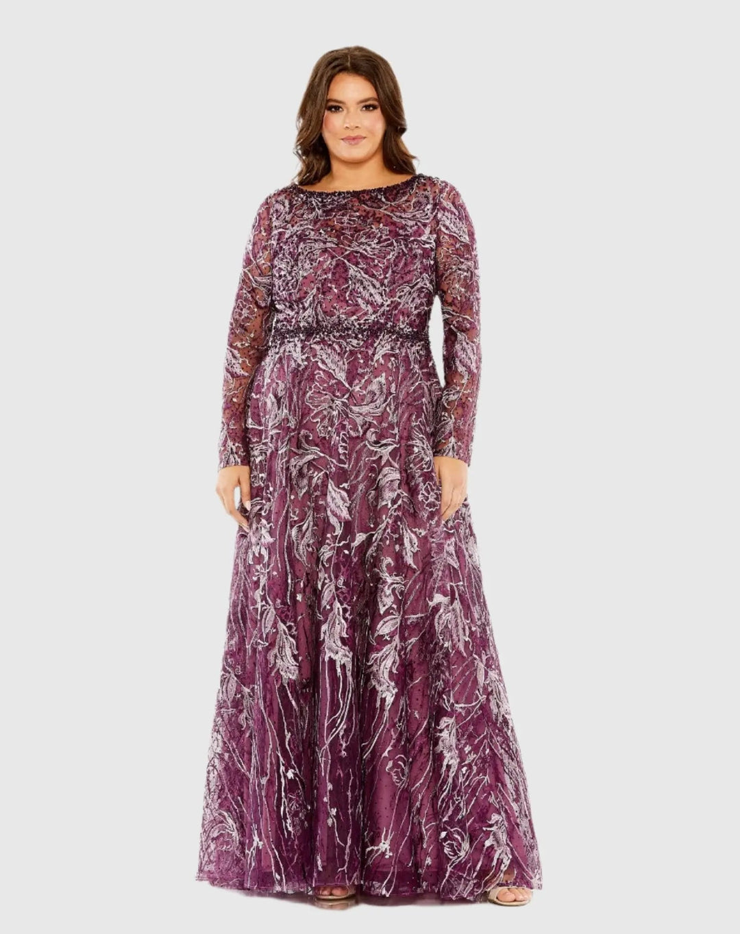 Mac Duggal 20468 Long Sleeve High Neck Embroidered Gown