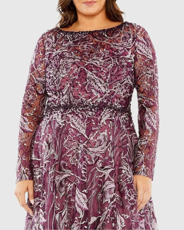 Mac Duggal 20468 Long Sleeve High Neck Embroidered Gown