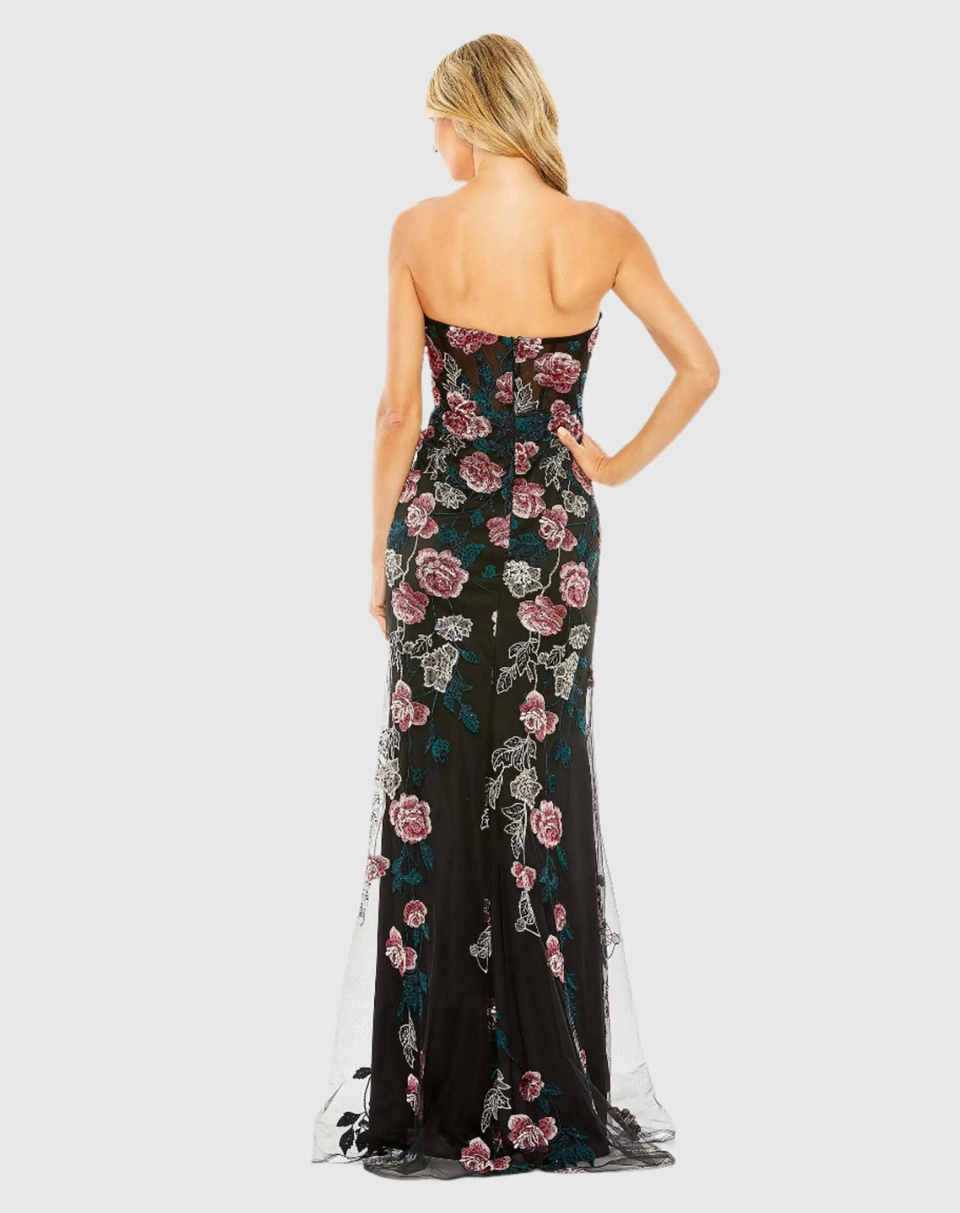 Mac Duggal 20581 Strapless Floral Embroidered Gown