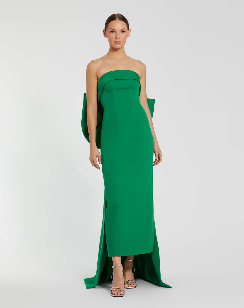 Mac Duggal 21108 Strapless Satin Sheath Dress With Bow