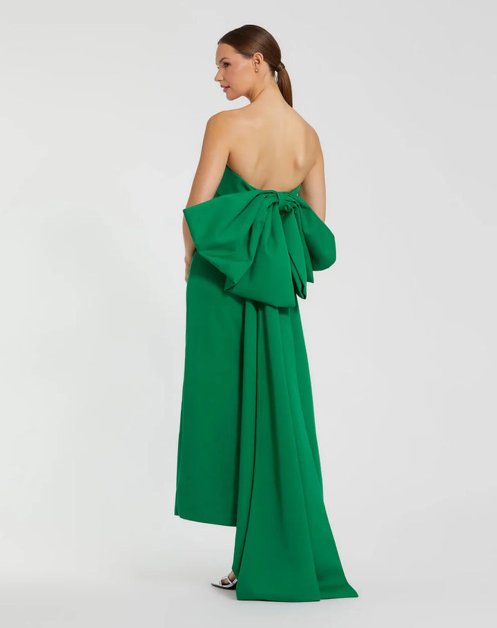 Mac Duggal 21108 Strapless Satin Sheath Dress With Bow