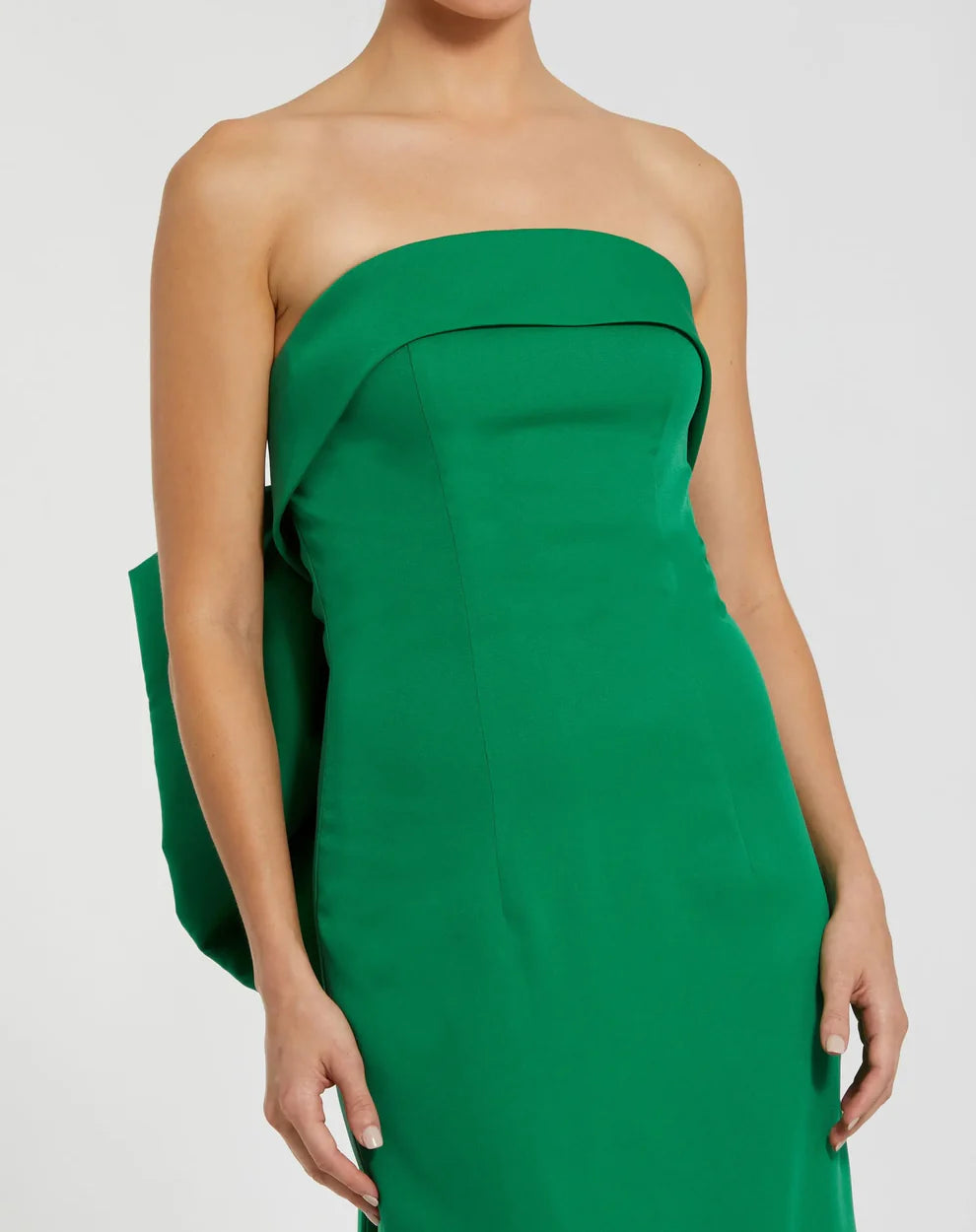 Mac Duggal 21108 Strapless Satin Sheath Dress With Bow