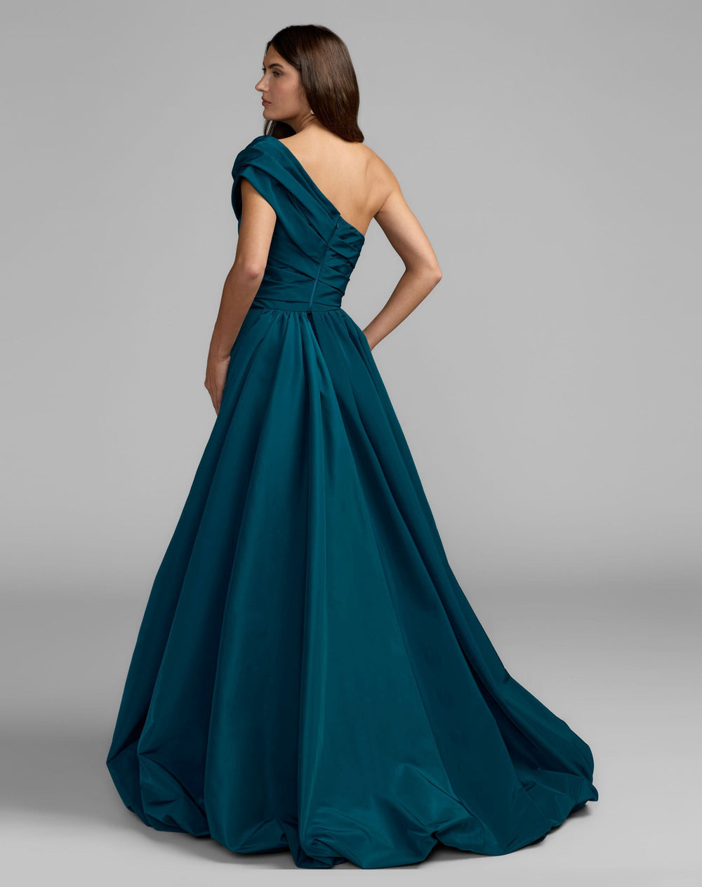 Mac Duggal 21187 Pleated One Shoulder Gown With Overskirt