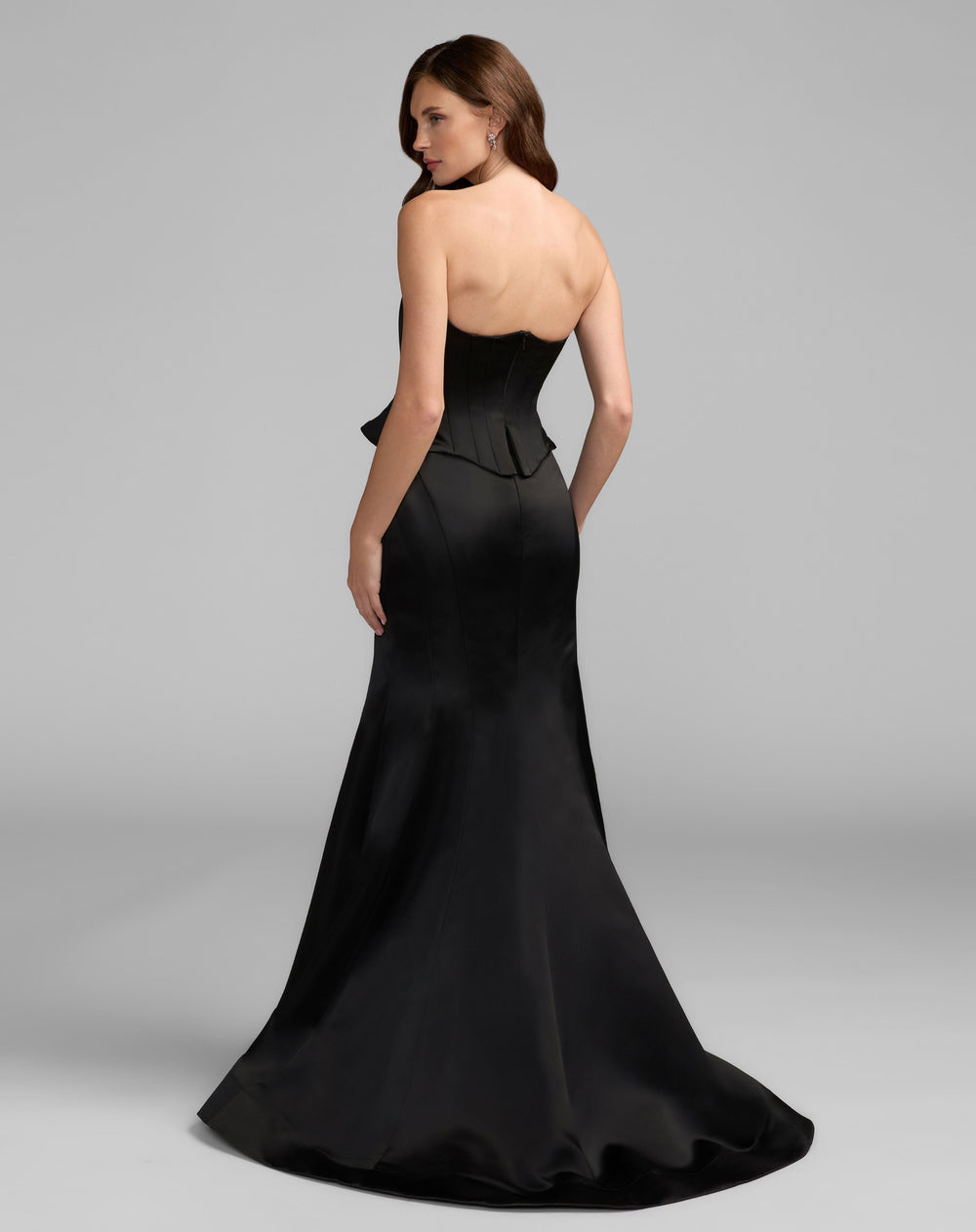 Mac Duggal 21270 Strapless Satin Corset Peplum Gown