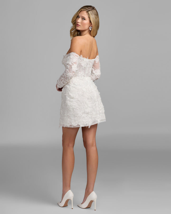 Mac Duggal 21541 Floral Lace Off Shoulder Mini Dress
