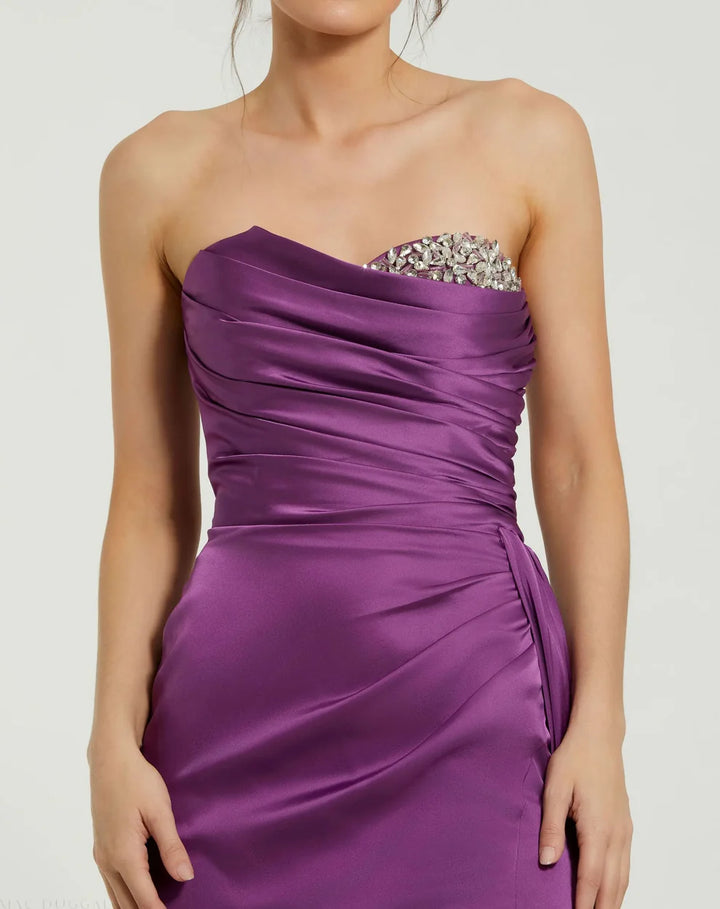 Mac Duggal 2211 Strapless Embellished Sweetheart Neckline Satin Gown