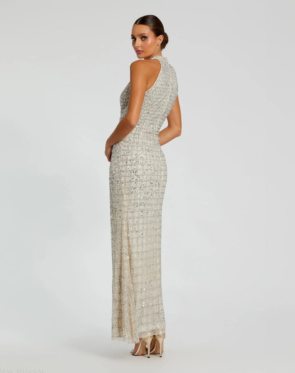 Mac Duggal 23018 Embellished Halter Neck Keyhole Gown