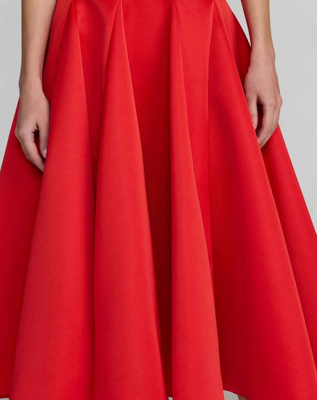 Mac Duggal 2364 Red One Shoulder Satin Midi Dress With 3D Flower