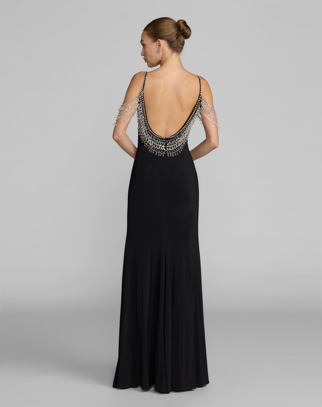 Mac Duggal 2375 Beaded Jersey Scoop Back Gown with Slit