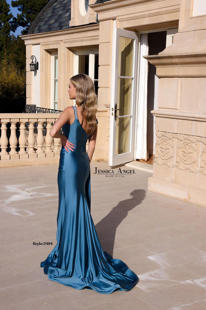 Jessica Angel 2404 off shoulder crystal jersey gown alternate view 2