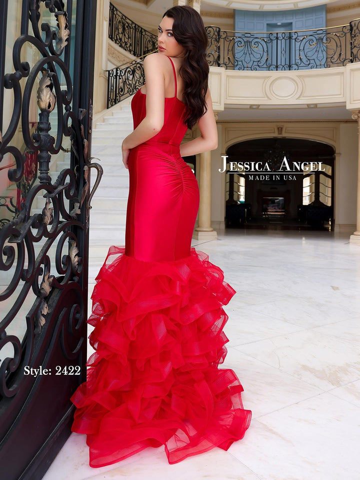 Jessica Angel 2422 ruffle mermaid gown back view