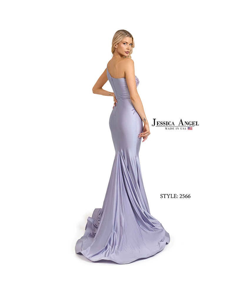 Jessica Angel 2566 jersey mermaid gown back view 2