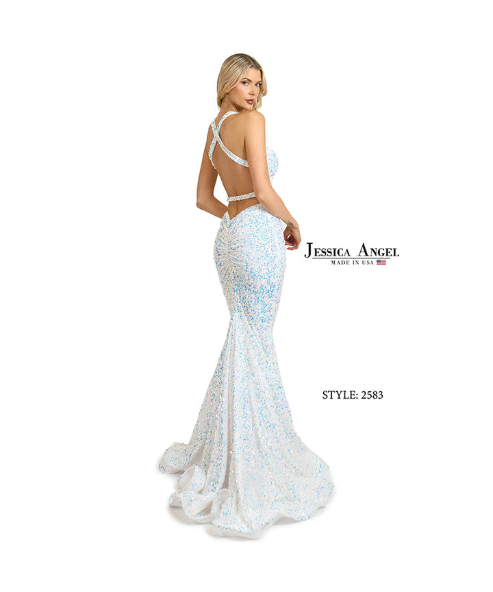 Jessica Angel 2583 strappy back mermaid gown back view 2
