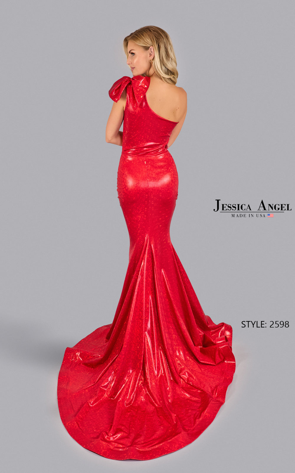 Jessica Angel 2598 asymmetric open back mermaid gown back view