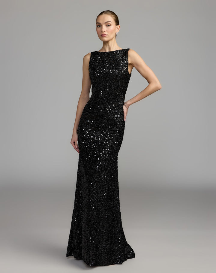 Mac Duggal 26331 Cowl Back Sequin Dress