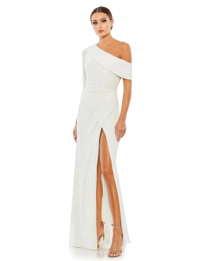 Mac Duggal 26570 Ruched Jersey Drop Shoulder Foldover Gown