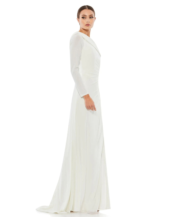 Mac Duggal 26570 Ruched Jersey Drop Shoulder Foldover Gown