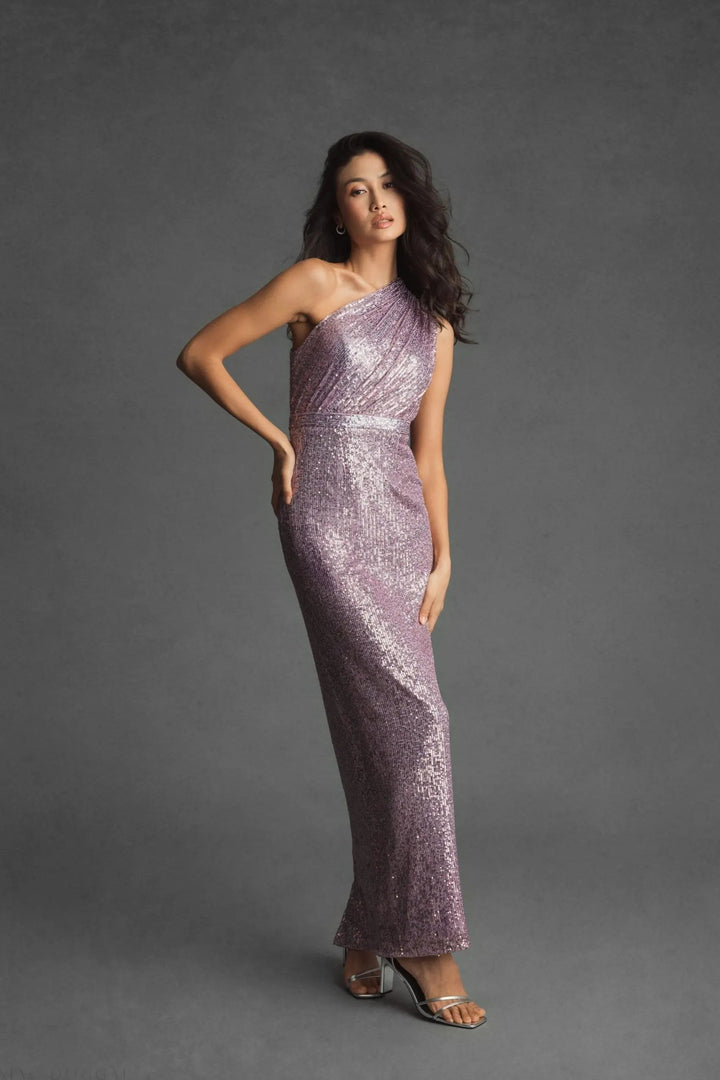 Mac Duggal 26694 Sequined Ruched One Shoulder Gown