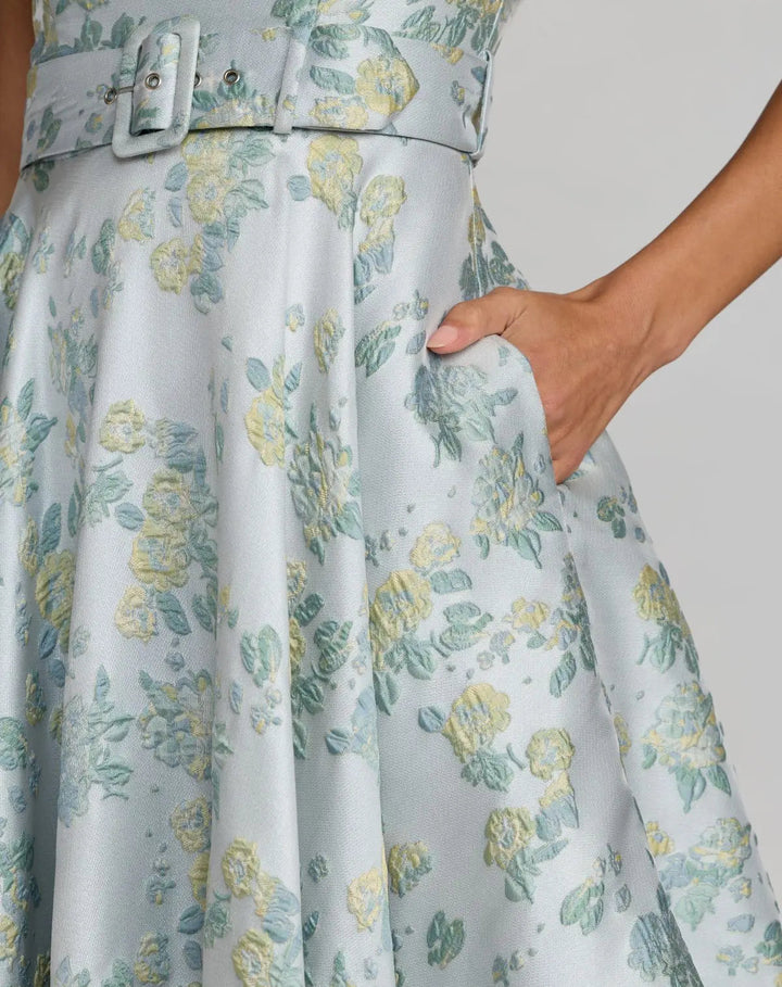 Mac Duggal 27768 Sleeveless Belted A-Line Midi Dress