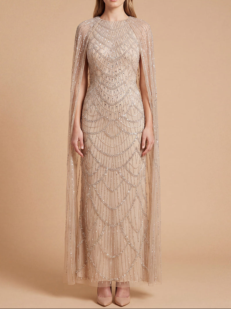 Lara 28840 High Neck Beaded Dress with Long Cape