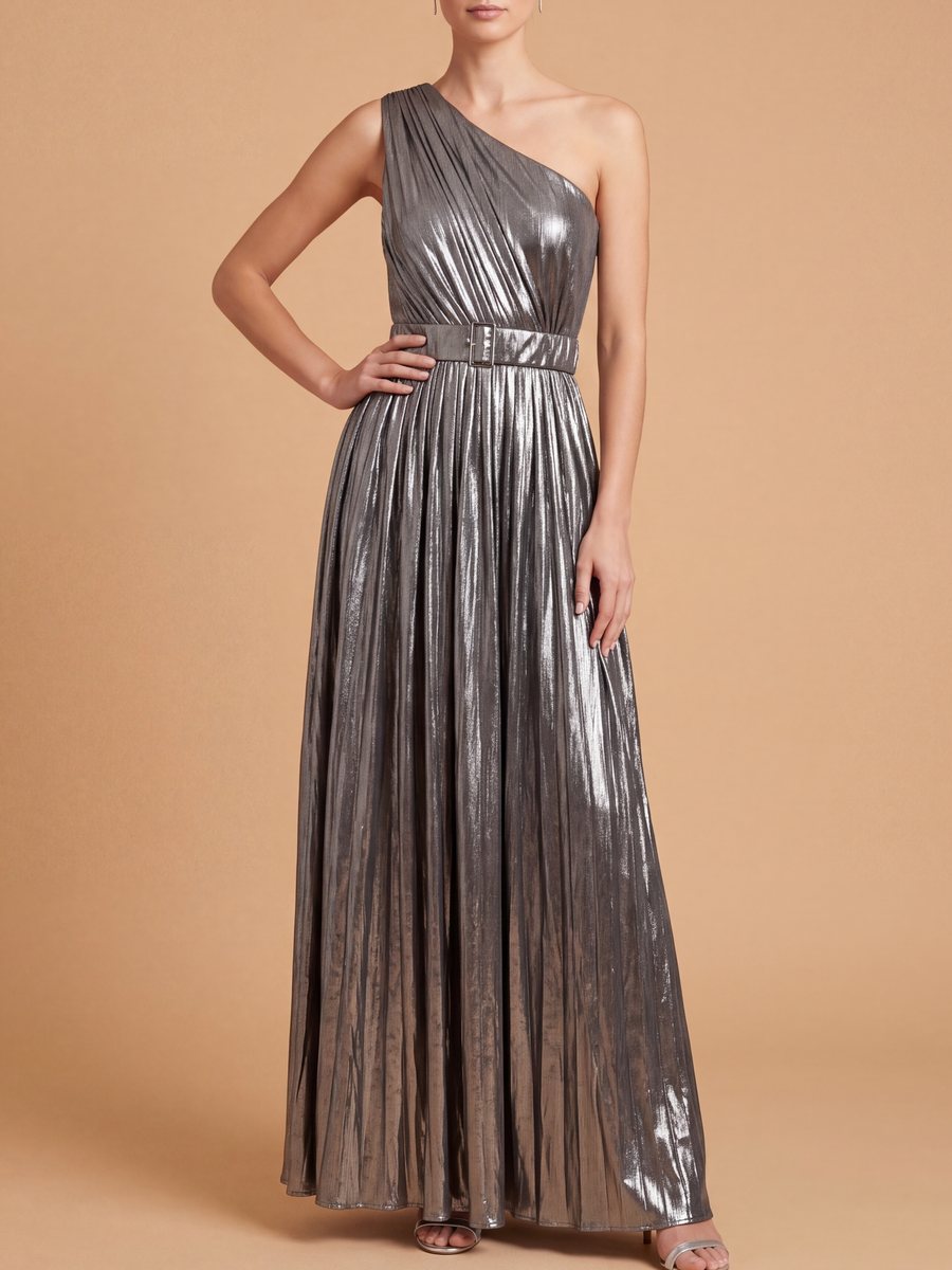 Lara 28844 One Shoulder Metallic Dress - FOSTANI.com