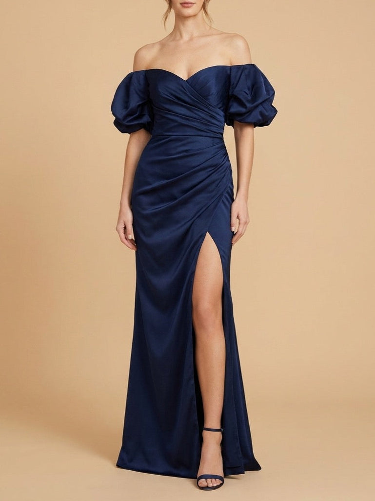 Lara 28957 off shoulder sheath dress with slit, alternate colorway front view