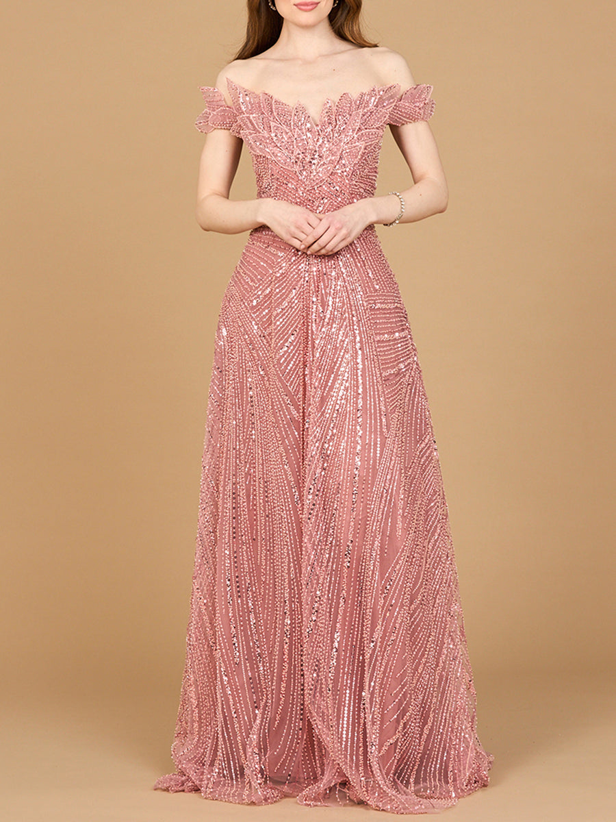 Lara 28962 off shoulder beaded ballgown, additional view