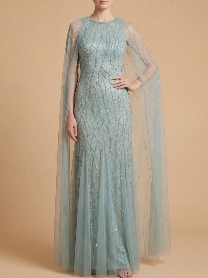 Lara 29093 beaded gown with long cape, alternate colorway additional view