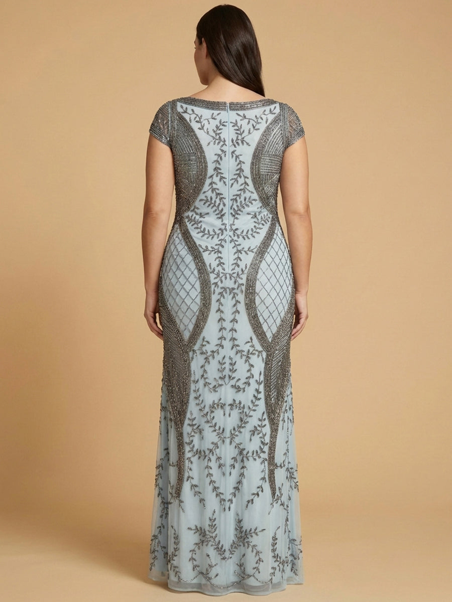 Lara 33609 fitted cap sleeve gown, alternate colorway back