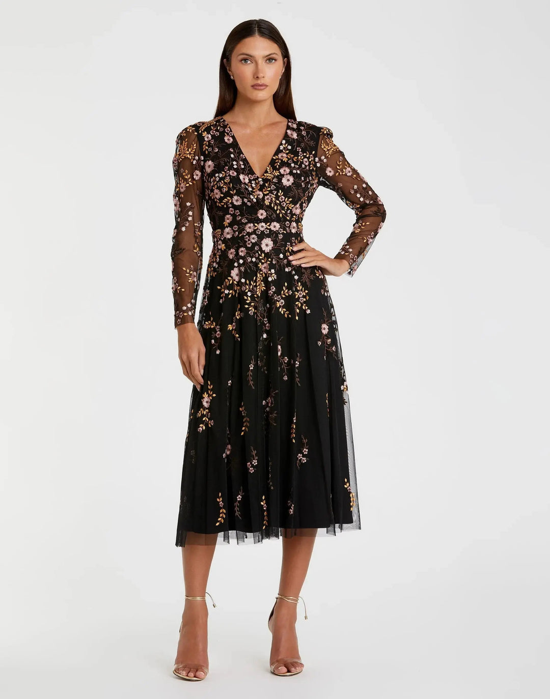 Mac Duggal 35103 Multicolor Floral Embroidered A-Line Cocktail Dress