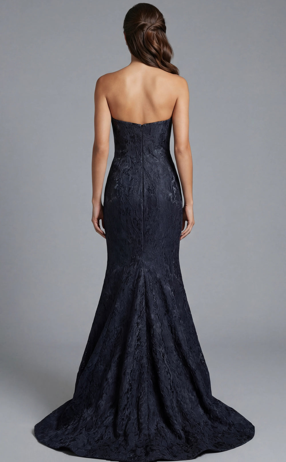 Jovani 41133 Strapless Textured Mermaid Gown With Train - FOSTANI.com