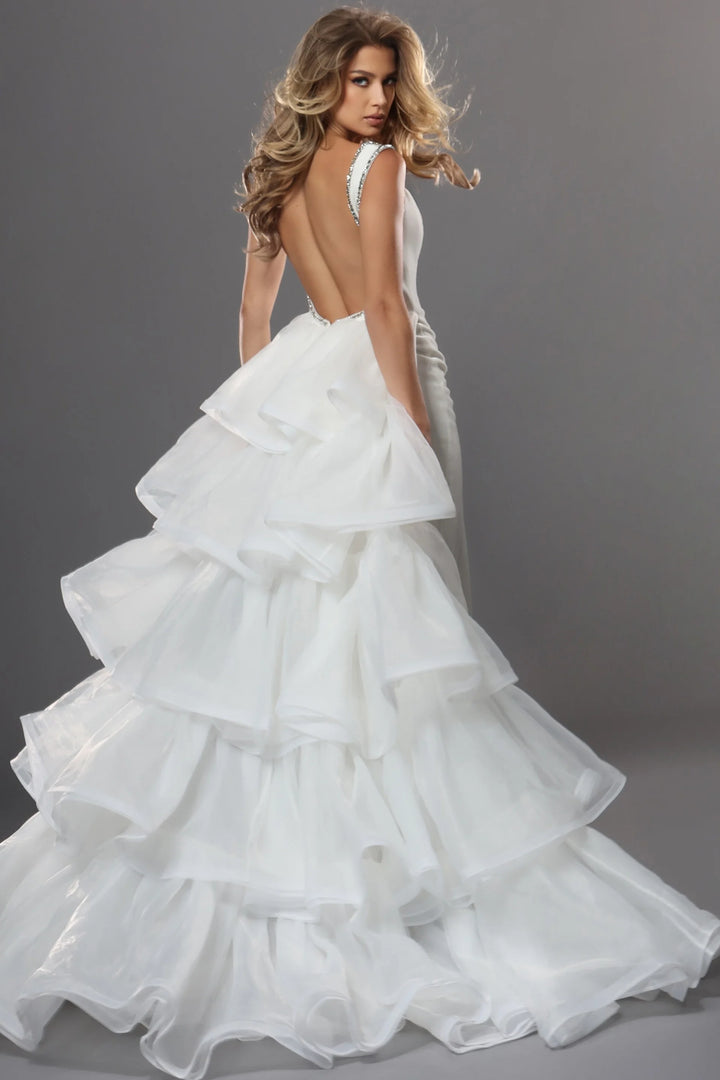Jovani 42661 Crystal-Embellished High Slit Bridal Dress
