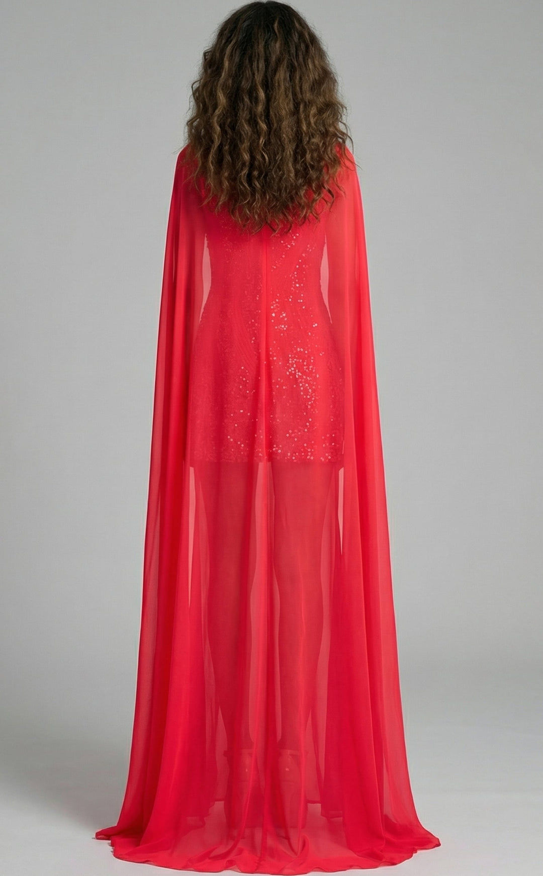 Jovani 46072 mini dress with cape back view