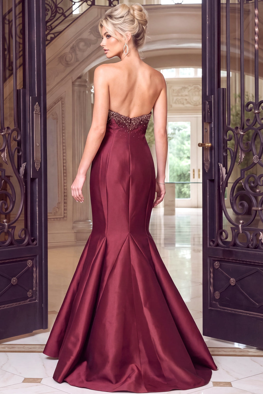 Jovani 48743 crystal beaded corset bodice detail