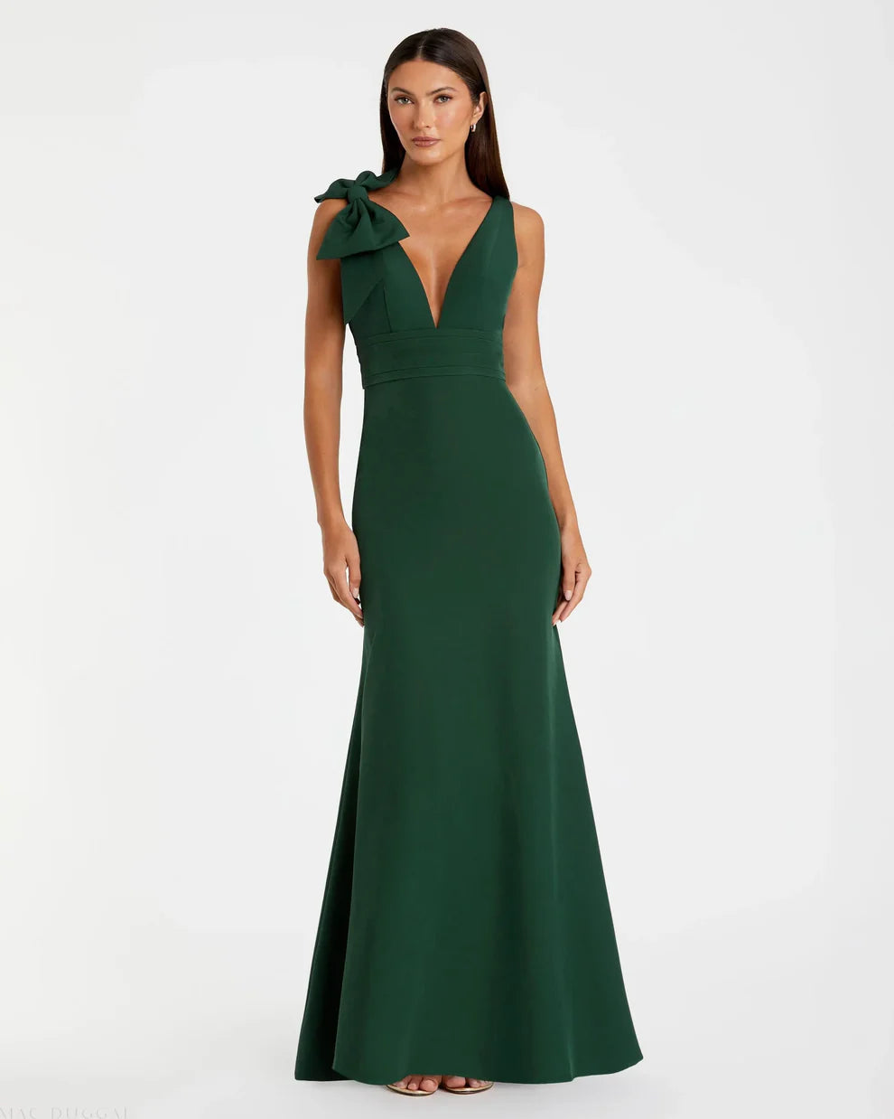 Mac Duggal 49454 Black Sleeveless V Neck Bow Detail Mermaid Gown