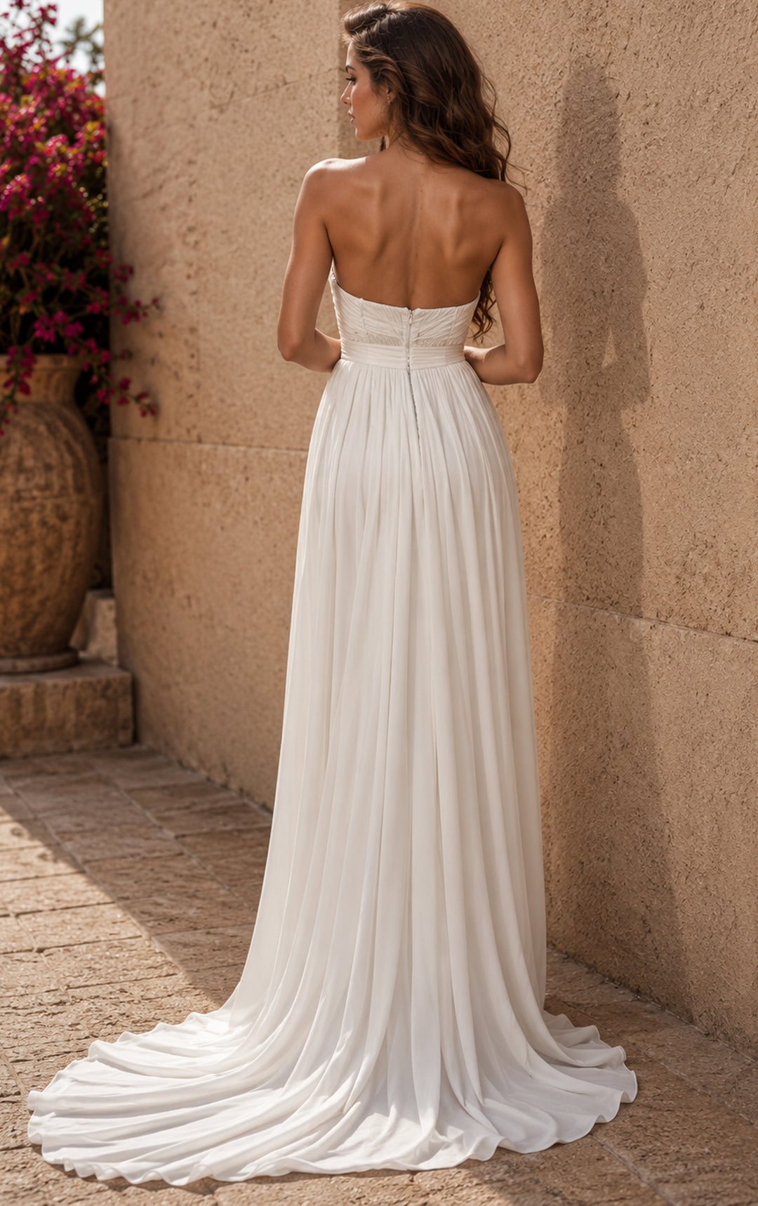 Jovani 49537 ruched evening dress, back