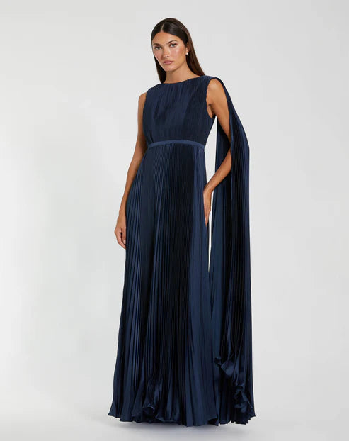 Mac Duggal 49716 Pleated Cape Back Gown