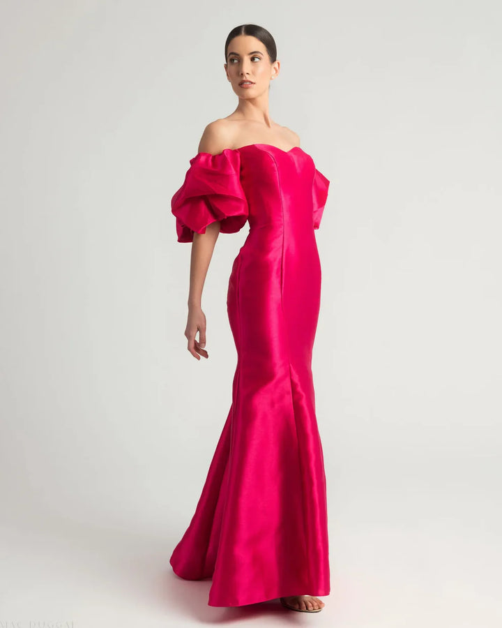 Mac Duggal 50677 Sweetheart Off the Shoulder Puff Sleeve Gown