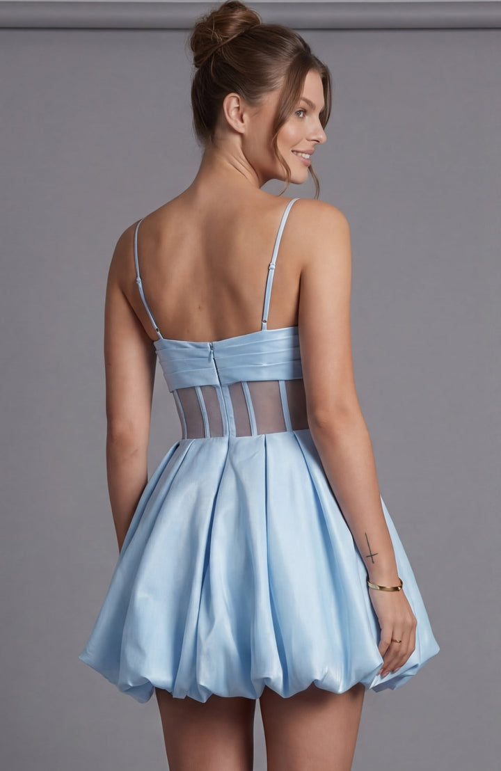 Jovani 51583 Spaghetti Strap Bubble Hem Mini Dress view 5